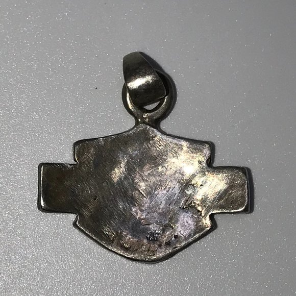 Sterling Silver Medium Harley Davidson Shield Pendant - Picture 5 of 10
